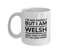 FG Imagination Taza de café galés con texto en inglés "I'm not perfect but I am Welsh and that's kind of the same thing", regalo de Gales