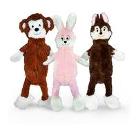 FGA MARKETPLACE Juguete de peluche plano sin relleno ni chirrido, estilo divertido que entretendrá a tu perro durante horas, recomendado para perros pequeños y medianos de 21 pulgadas de largo (mono