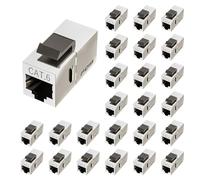 FGB Paquete de 25 acopladores Keystone blindados Cat6, conector Keystone RJ45 hembra a hembra, acoplador Keystone Ethernet en plata