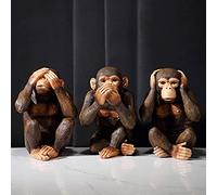 FGDFGDG Esculturas Animales Decoración Retro Tres Sabios Monos Estatua Arts Animales Escultura Resina Artesanía Nórdico Sala de Estar Porche Decoración de la casa Adornos