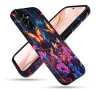 FGDRFGRW Funda diseñada para Samsung Galaxy A16 5G, funda de TPU + PC de 2 capas, funda protectora a prueba de golpes, diseño de mariposas y flores y cielo estrellado