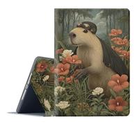 FGDRFGRW Funda para Samsung Galaxy Tab S8 Plus 2022/S7 FE 2021/S7 Plus 2020 de 12.4 pulgadas, función de encendido y apagado automático, cubierta de protección de cuerpo completo, flores de capibara