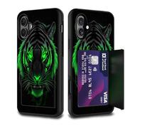 FGDRFGRW Funda tipo cartera para tarjetas de crédito, doble capa híbrida a prueba de golpes, protección contra caídas con función atril para iPhone 16 Pro Max de 6.9 pulgadas, tigre