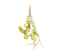 FGDTREE Adorno artístico de elefante de fieltro nepalí elegante con cuentas de colores y cordón trenzado étnico con flecos, verde, Talla única