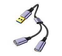 FGDTREE Cable de extensión USB 2.0 con 2 conectores de puerto para múltiples dispositivos, cable de extensión USB de viaje intercambiable en caliente