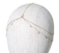 FGDTREE Elegante cadena de frente para novia, boda, accesorios para el cabello, joyería india, diadema con diamantes de imitación, elegante tocado, talla única, como se describe