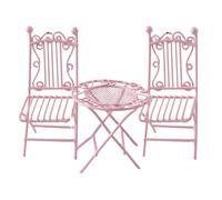 FGDTREE Juego de mesa y silla en miniatura de hierro 3 en 1 para manualidades, casas de muñecas en miniatura, exhibición, modelo de manualidades, proyecto, paisajismo, casas de muñecas en miniatura