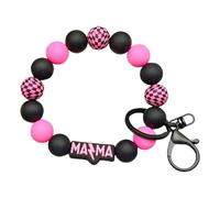 FGDTREE Llavero de silicona con cuentas de regalo para el día de la madre, diseño de tablero de ajedrez, pulsera para llaves de coche, bolso de mano, llavero de muñeca para bolsas, a, Talla única