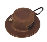 FGDTREE Monedero con forma de sombrero de vaca de piel auténtica con cremallera, llavero en miniatura para hombre, Brown, Size Approx.11.7x5.1cm/4.60x2.01inch