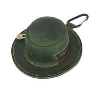 FGDTREE Monedero con forma de sombrero de vaca de piel auténtica con cremallera, llavero en miniatura para hombre, Green, Size Approx.11.7x5.1cm/4.60x2.01inch