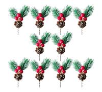 FGDTREE Piñas sintéticas con bayas rojas, elegantes conos de pino hechos a mano, surtido de proyectos de manualidades, adornos de fiesta, conos de pino de Navidad, decoraciones hechas a mano