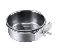 FGDTREE Tazas de alimentación de acero inoxidable, cuencos de comedero de pájaros, plato de agua extraíble con abrazadera para jaula, tazas de plato de alimentación de pájaros, cuenco extraíble de