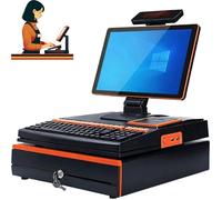 FgdVrelnor Terminal POS Hardware de 15,6", PC con Pantalla táctil,CPU i5, 8 GB, 128 GB, sin Software, Abierto,con Impresora térmica de 58 mm y cajón portamonedas, para comercios y restaurantes A