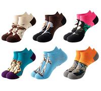 FGFD&OU Calcetines Hombre Mujer Calcetines Cortos Divertidos Invisibles Calcetines Verano Tobillo Deportivos de Algodón de Colores Calcetines Tobilleros de Fantasía Regalos Originales (Color2-6par)