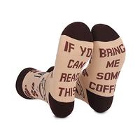 FGFD&OU Calcetines Hombre Mujer de Algodón Calcetines Divertidos Originales Casual Regalo para Navidad,Fantasía con Texto IF YOU CAN READ THIS, BRING ME BAOG/POPCORN/SUSHI/DONUTS (COFFEE),Talla única