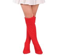 FGFD&OU Calcetines Largos Mujer Calcetines Hasta la Rodilla Caliente Calentadores de Punto Termicos Invierno para Niñas y Mujeres Medias Navideñas (Rojo)