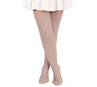 FGFD&OU Calcetines Largos Mujer Calcetines Hasta la Rodilla Invierno Termicos Calentadores de Punto Caliente para Niñas y Mujeres Medias Navideñas (Caqui)