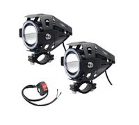 FGGHDR Faro De Motocicleta 2 Faros LED Angel Eye Motocicleta Lámpara Auxiliar Conducción Para Mini Linterna LED Delantero Accesorios Para ATV Scooter(2piece Blue)