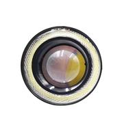 FGGHDR Faros Delanteros LED Tipo Ojo De Ángel Universales Con Bombilla Azul Y Roja Para Vehículos Resistentes Al Agua Luz Diurna Luces Antiniebla(Rojo,3.5inch (89mm))