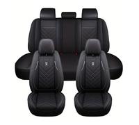 FGHDSSA Funda Asiento Coche Fundas Universales para Asientos Coche 5 Plazas: Fundas Piel Sintética Cobertura Total Un Elegante Diseño Bitono Ajuste Duradero(Negro)