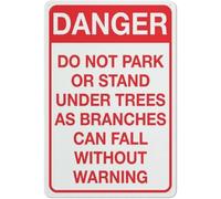 FGHFDHG Cartel de advertencia de estaño con texto en inglés "Danger Do Not Park Or Stand Under Trees" para el hogar, cocina, granja, jardín, garaje, accesorios de decoración de pared, patio, garaje