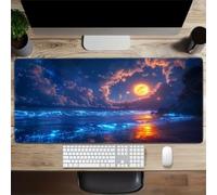 fghgbf Alfombrilla Ratón XXL Paisaje Nocturno de Playa Grande Gaming Mouse Pad 600x300x2mm,Lavable,con Base de Goma Antideslizante Alfombrilla Escritorio para Oficina,Estudio,Juegos