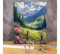 fghgbf Pintar por Numeros,Pastizales de primavera Pintar por Números para Adultos,DIY Pigmento Acrílico Kit de Pintura por Números Sobre Lienzo,con Pinceles para Hogar Decor Regalo con marco,60x75cm