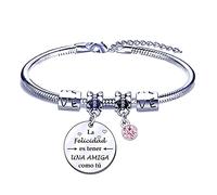 FGHJK Pulsera Amiga Regalo de Amiga La Felicidad es tener una amiga como tú Regalo Amiga Cumpleaños Navidad Regalo de Graduación Regalos Originales para Amiga Regalos para Amigas
