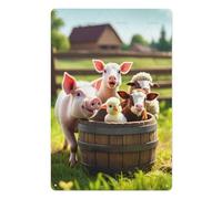 FGHRR Barnyard Buddies- Cartel de metal para pared de estaño oxidado con aspecto retro, para regalos, cafeterías, bares, clubes, oficinas, tiendas, patios, garajes, 30,5 x 20,3 cm