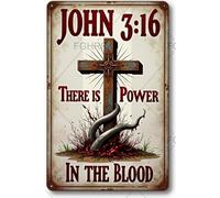 FGHRR Cartel de aluminio con texto en inglés "There is Power in The Blood of God" 3 16, accesorios de metal, póster de regalo, 30,5 x 20,3 cm