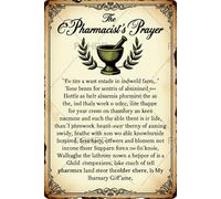 FGHRR Cartel de metal con texto en inglés "The Pharmacist's Prayer Lord As I Work Behind This Counter Prescription with Knowledge" de metal para pared de estaño oxidado de aspecto retro, para regalos