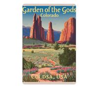 FGHRR Garden of Gods Colorado USA Art Deco Style Vintage Poster Illustrationmetal Tin Wall Rusty Retro Looking Poster Poster Gifts Cafes Bar Club Office Store Yard Garage 30.5 x 20.3 cm
