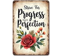 FGHRR Strive for Progress Not Perfection - Letrero de metal vintage de aluminio, pintura de hierro para decoración interior y exterior, habitación, 12 x 8 pulgadas