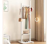 FGHUF Perchero Burro De Madera, Un Burro De Ropa Madera, Perchero Multifuncional De Ropa Madera De Pie con 2 Estantes Y 2 Ganchos para, Adecuado para Dormitorios, Salas De Estar,pasillos
