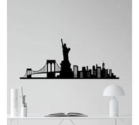 FGJFGGFR Adhesivo de pared de PVC negro con silueta de Nueva York vinilo adhesivo para decoración del hogar papel tapiz interior para sala de estar