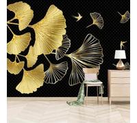 FGJFGGFR Mural 3D para sala de estar papel tapiz clásico con hojas de ginkgo doradas decoración de pared interior arte adhesivo pintura de pared de seda