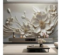 FGJFGGFR Mural 3D para sala de estar papel tapiz con flores en relieve simples decoración de pared para interiores arte adhesivo pintura de pared de seda