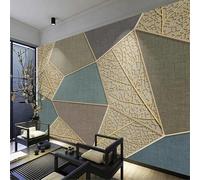 FGJFGGFR Mural 3D para sala de estar papel tapiz con hojas geométricas líneas de relieve dorado fondo interior decoración de pared arte adhesivo pintura de pared de seda