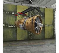 FGJFGGFR Mural 3D para sala de estar papel tapiz creativo con motor de avión decoración de pared arte pegatina pintura de seda