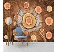 FGJFGGFR Mural 3D para sala de estar papel tapiz tridimensional abstracto con forma de anillo de árbol decoración de pared interior arte adhesivo pintura de pared de seda