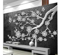 FGJFGGFR Mural 3D para sala de estar papel tapiz tridimensional con flores plateadas decoración de pared para interiores arte adhesivo pintura de pared de seda