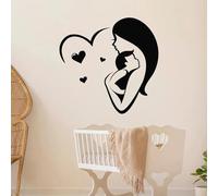 FGJFGGFR Vinilo decorativo para pared con frase "Amor niños bebé mamá" para habitación familiar papel pintado autoadhesivo negro