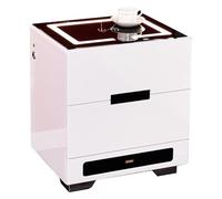 fgjsTfdhg Mesita de Noche Inteligente con luz LED y estación Carga. Alta Altavoces Bluetooth(White 2 Drawers)