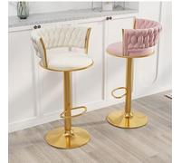 FGJUYLKvchgf Bar Stools Velvet Seat with Backrest Sturdy Metal Frame Suitable for Cafés(Black Leg Black Pad,45-60cm)