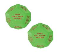 FGJUYLKvchgf Dados de Intercambio de Regalo de Santa Swap Juego de Fiesta de Grupo navideño de 3x3x3 Pulgadas 12 Lados Diferentes Dados de Intercambio de Material ABS 2 uds.