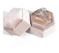 Fgnuay Hexagon Velvet ring box - Jewellry display box para propuesta, compromiso, wedding, cumpleaños y cumpleaños, Ceremony ((beige))
