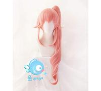 FGO Fate Grand Order Extra Servant Caster Tamamo No Mae Long Pink Ponytail Straight/Curly Cosplay Pelo sintético + Peluca gratis Cap cola de caballo C (100CM)