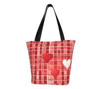 FGPkjh Bolsa de hombro ligera con estampado de rejilla de celosía roja romántica para salidas de verano, viajes, senderismo, trabajo, uso casual