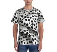 FGPkjh Camiseta de manga corta con estampado de lunares negros para hombre, clásica, moderna, cómoda, para gimnasio, entrenamiento, actividades deportivas, Negro, L