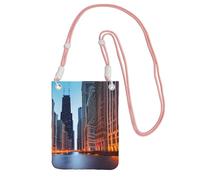 FGPkjh Chicago Illinois USA - Bolso cruzado para teléfono, resistente al agua, para mujeres y hombres, accesorio de viaje para correr, Pink, Talla única